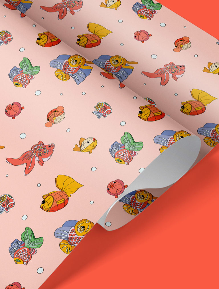 Papier cadeau - Lanternes - Set de 3 feuilles