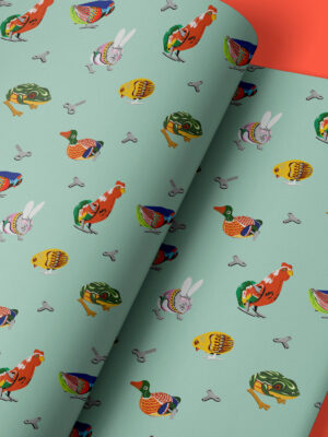 Papier cadeau - Nostalgie - Set de 3 feuilles