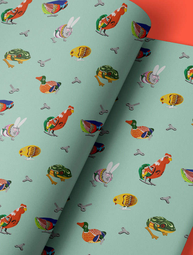 Papier cadeau - Nostalgie - Set de 3 feuilles