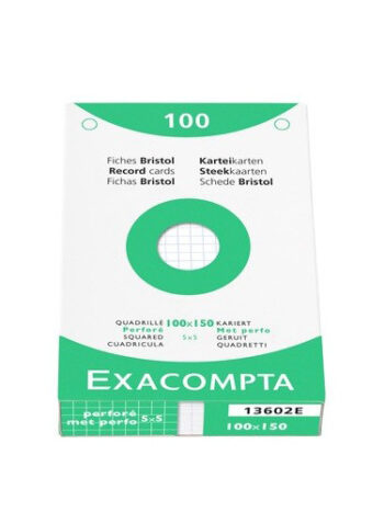 Fiches bristol - quadrillé 5x5 - perforé - 100x150mm - Pack de 2
