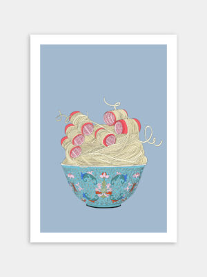 Illustration, tirage limité - Série nouilles 05 - Do flat noodles dream of curls?